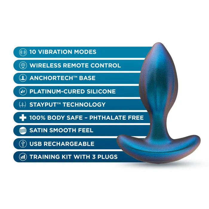 Blush Anal Anal Adventures Matrix By Blush Cosmos Plug Vibrating Anal Training Kit With Wireless Remote Stayput Technology AnchorTech Base Lunar Blue