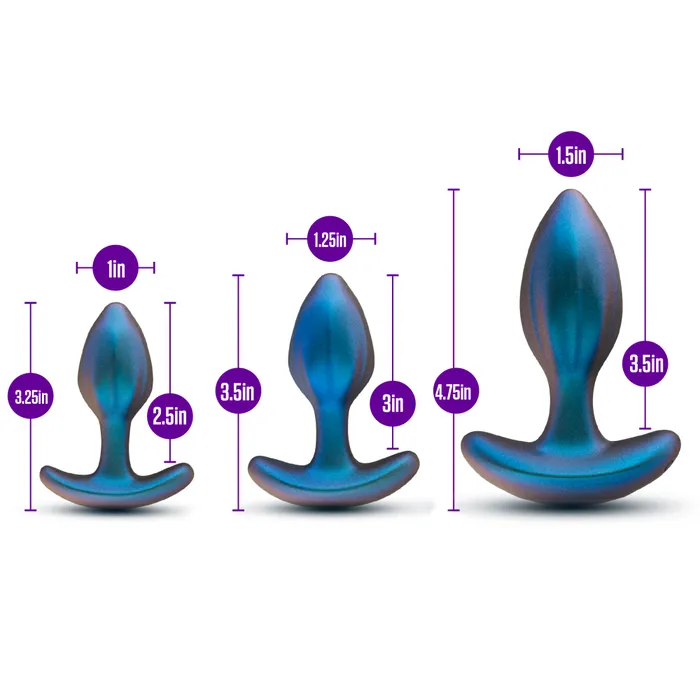 Blush Anal Anal Adventures Matrix By Blush Cosmos Plug Vibrating Anal Training Kit With Wireless Remote Stayput Technology AnchorTech Base Lunar Blue
