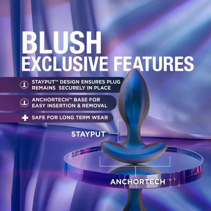 Blush Anal Anal Adventures Matrix By Blush Cosmos Plug Vibrating Anal Training Kit With Wireless Remote Stayput Technology AnchorTech Base Lunar Blue