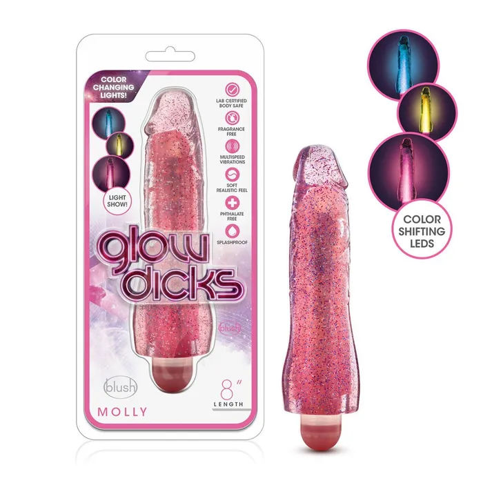 Vibrators Blush Novelties Glow Dicks Molly Glitter Vibrator Pink Vibrators Blush Novelties Glow Dicks Molly Glitter Vibrator Pink