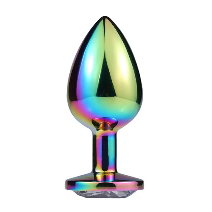 Female Sex Toys Sexyland Sexyland Chroma Rainbow Metal Butt Plug With Round Gem Large