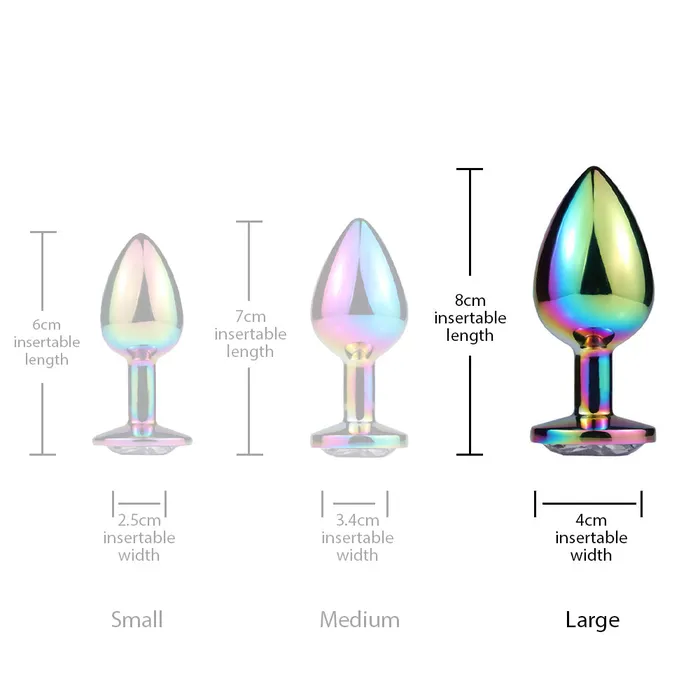 Female Sex Toys Sexyland Sexyland Chroma Rainbow Metal Butt Plug With Round Gem Large