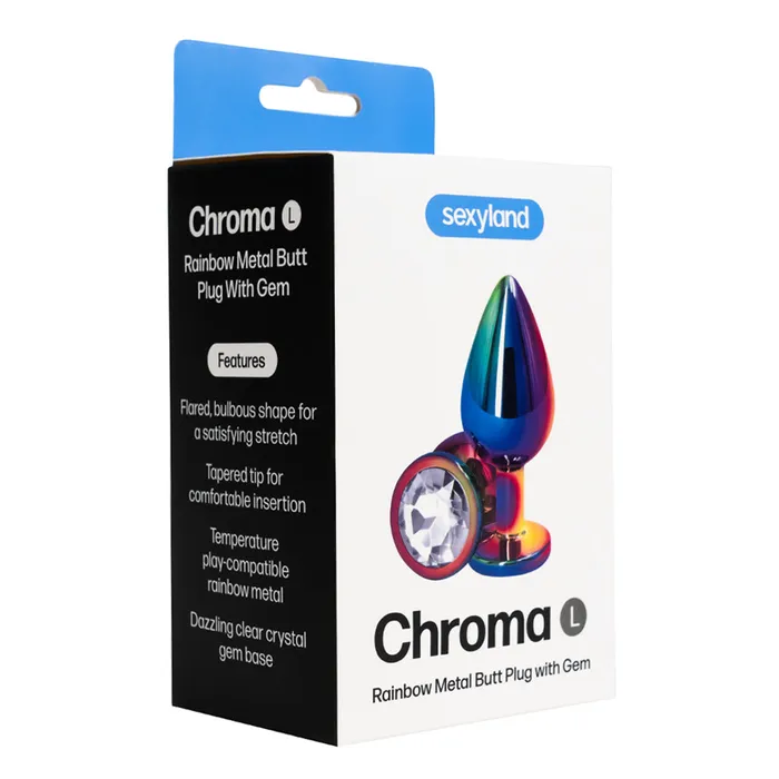 Female Sex Toys Sexyland Sexyland Chroma Rainbow Metal Butt Plug With Round Gem Large