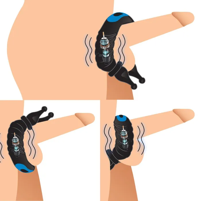Trinity Vibes Male Sex Toys 10X Cobra Dual Stimulation Silicone Cock Ring