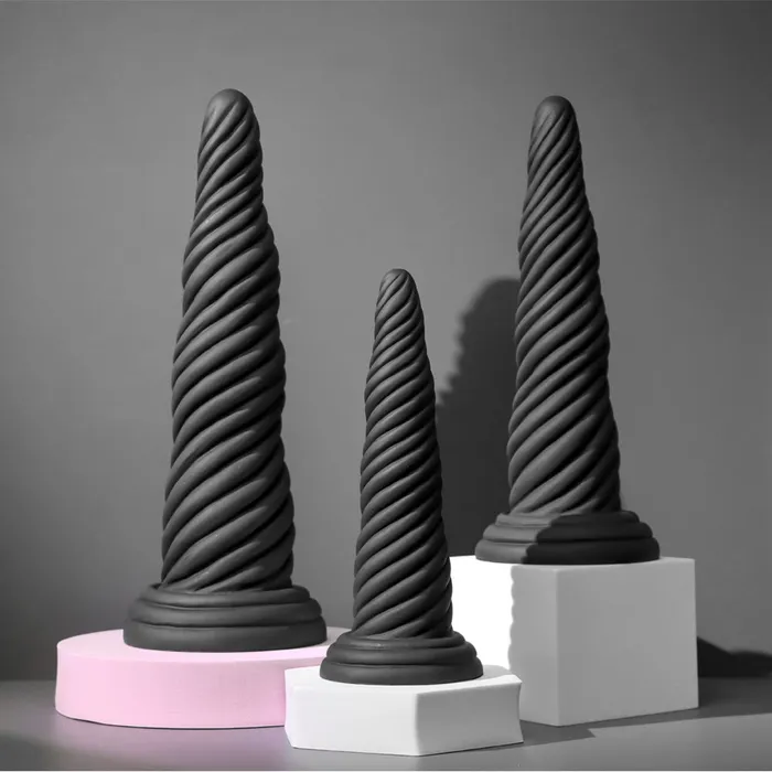 Domlust Exotic Black Dildo Anal Butt Plug Fantasy Big Sprial Monster Dildo Sex Toys for Women Men Anal