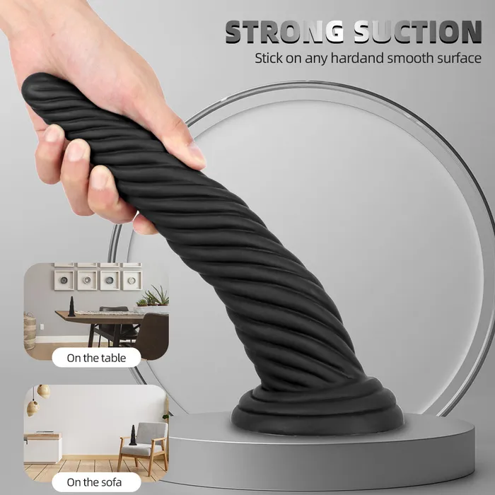 Domlust Exotic Black Dildo Anal Butt Plug Fantasy Big Sprial Monster Dildo Sex Toys for Women Men Anal