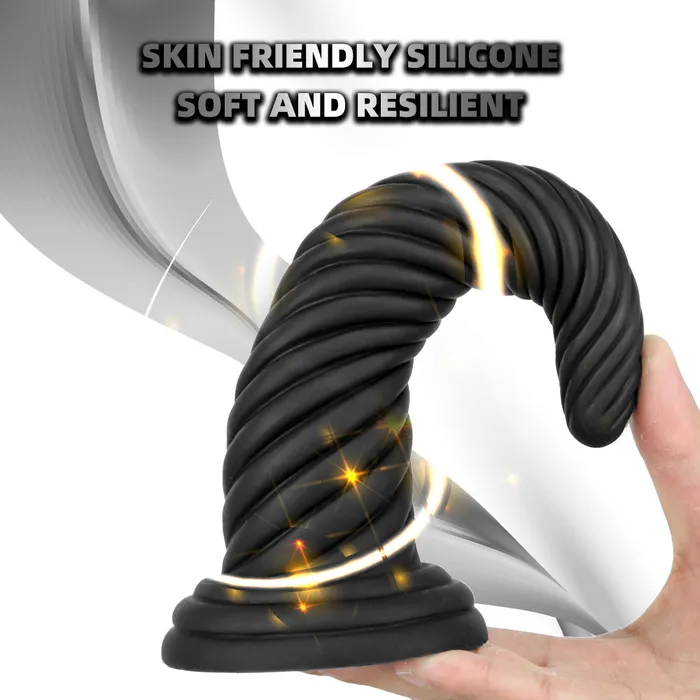 Domlust Exotic Black Dildo Anal Butt Plug Fantasy Big Sprial Monster Dildo Sex Toys for Women Men Anal