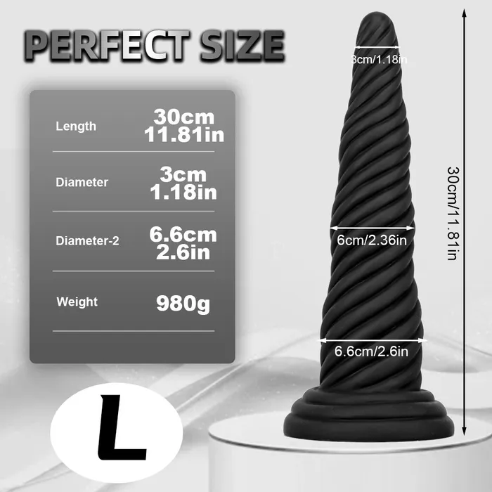 Domlust Exotic Black Dildo Anal Butt Plug Fantasy Big Sprial Monster Dildo Sex Toys for Women Men Anal