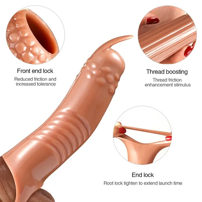 Domlust Male Sex Toys Knotted Cock Sleeve Male Sex Toys Cock Ring Condom Penis Extender