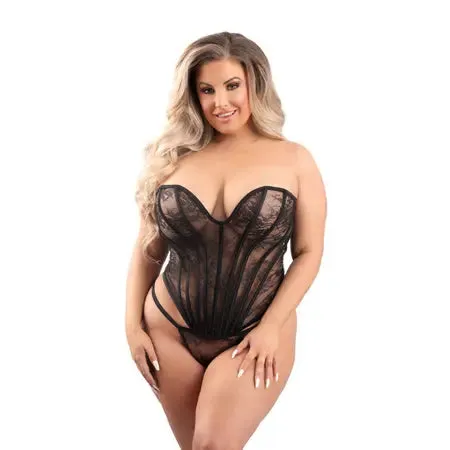 Fantasy Lingerie Floral Lace Sweetheart Neckline Corset with GString 2XL Fantasy Lingerie Couples