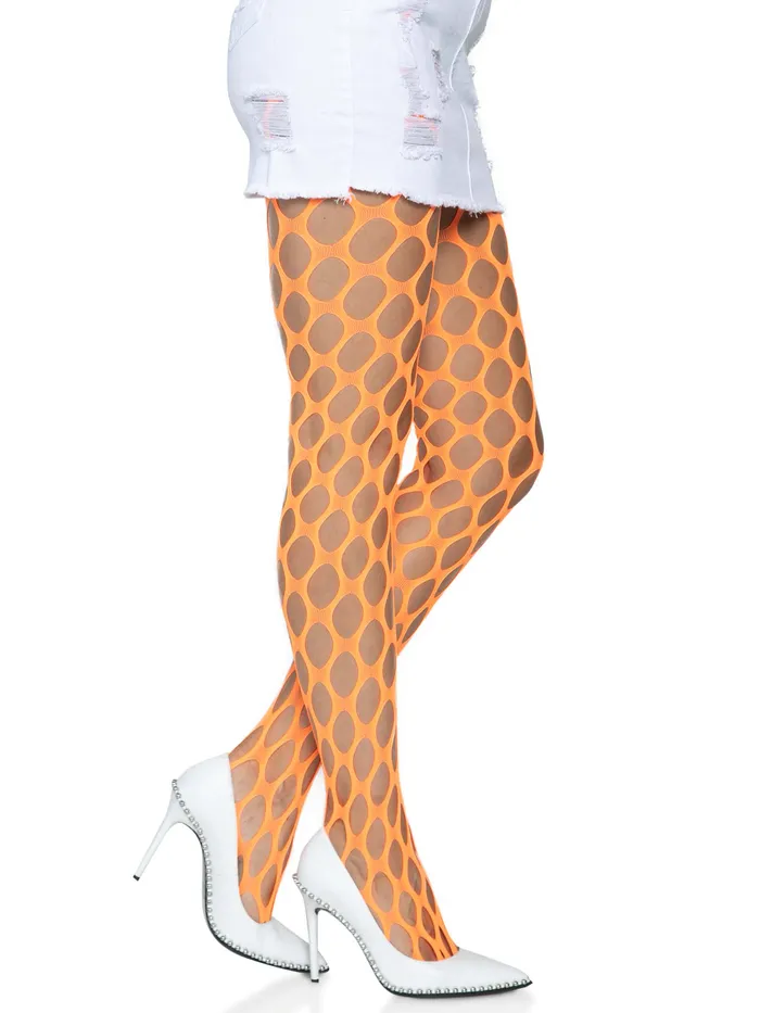 Leg Avenue Teddies And Bodies Jumbo Pothole Net Tights Neon Orange One Size Leg Avenue Teddies And Bodies Jumbo Pothole Net Tights Neon Orange One Size